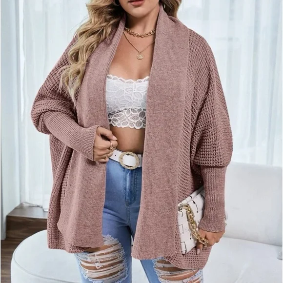 Comfy Plus Size Open Front Shawl Sweater Cardigan - Picture 5 of 5